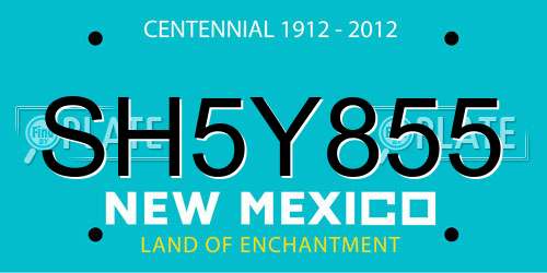 SH5Y855 New Mexico License Plate