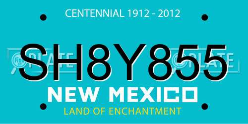 SH8Y855 New Mexico License Plate