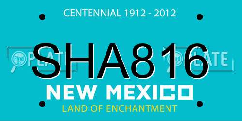 SHA816 New Mexico License Plate