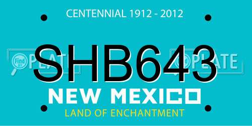 SHB643 New Mexico License Plate