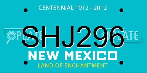SHJ296 New Mexico License Plate