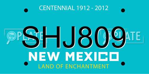 SHJ809 New Mexico License Plate