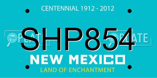 SHP854 New Mexico License Plate