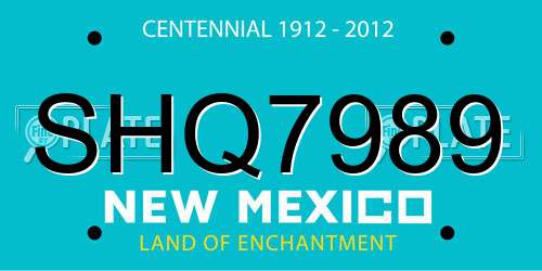 SHQ7989 New Mexico License Plate