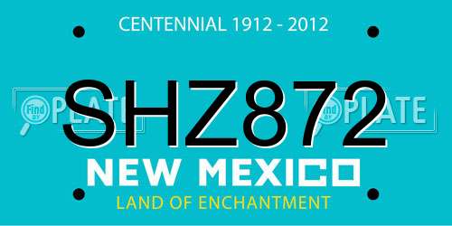 SHZ872 New Mexico License Plate