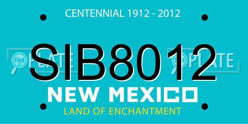 SIB8012 New Mexico License Plate