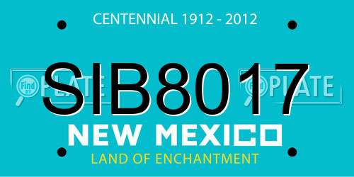 SIB8017 New Mexico License Plate