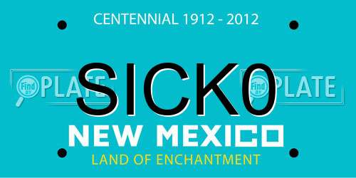 SICK0 New Mexico License Plate