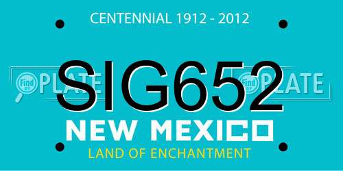 SIG652 New Mexico License Plate