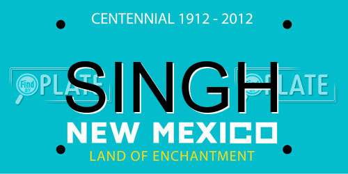 SINGH New Mexico License Plate
