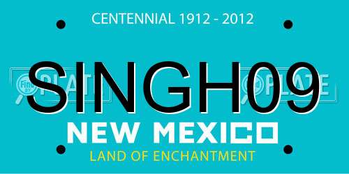SINGH09 New Mexico License Plate