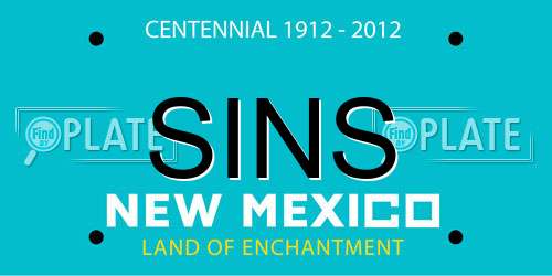 SINS New Mexico License Plate