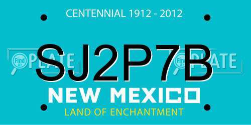 SJ2P7B New Mexico License Plate
