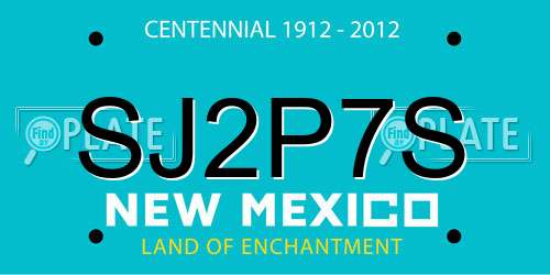 SJ2P7S New Mexico License Plate