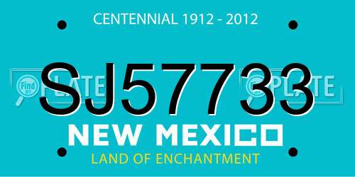 SJ57733 New Mexico License Plate