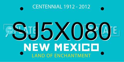 SJ5X080 New Mexico License Plate