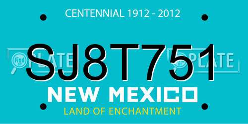 SJ8T751 New Mexico License Plate