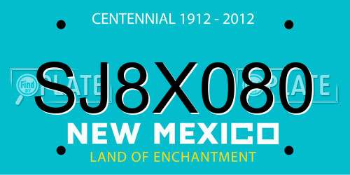 SJ8X080 New Mexico License Plate