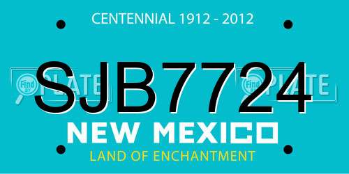 SJB7724 New Mexico License Plate