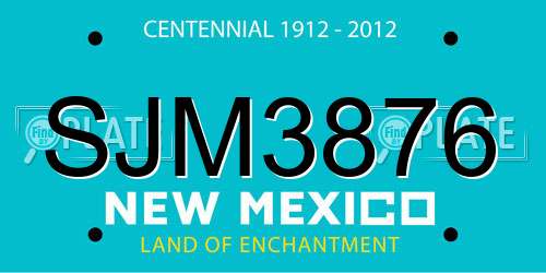 SJM3876 New Mexico License Plate