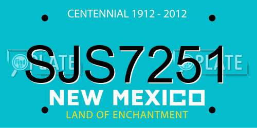 SJS7251 New Mexico License Plate