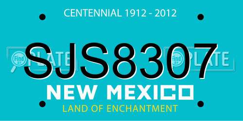 SJS8307 New Mexico License Plate