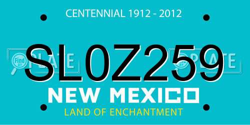 SL0Z259 New Mexico License Plate