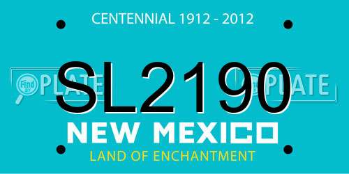 SL2190 New Mexico License Plate