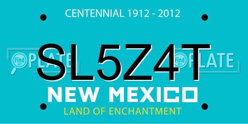 SL5Z4T New Mexico License Plate