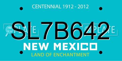 SL7B642 New Mexico License Plate