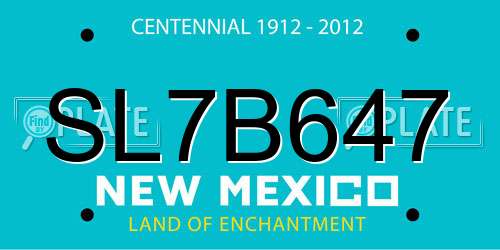 SL7B647 New Mexico License Plate