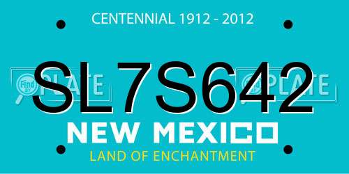 SL7S642 New Mexico License Plate