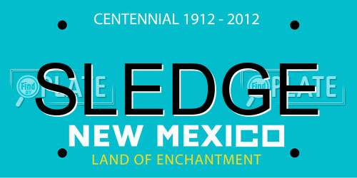 SLEDGE New Mexico License Plate