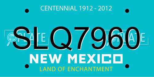 SLQ7960 New Mexico License Plate