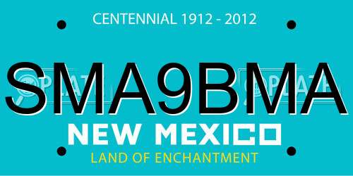 SMA9BMA New Mexico License Plate