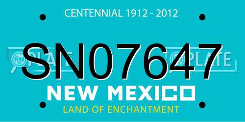 SN07647 New Mexico License Plate