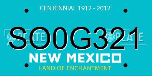 SO0G321 New Mexico License Plate