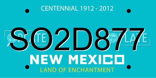 SO2D877 New Mexico License Plate