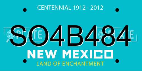 SO4B484 New Mexico License Plate