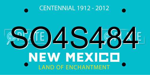 SO4S484 New Mexico License Plate