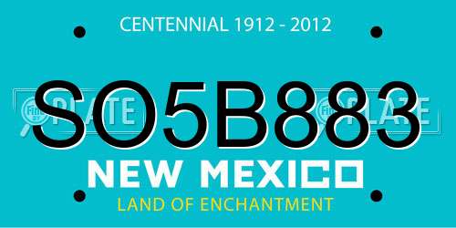 SO5B883 New Mexico License Plate