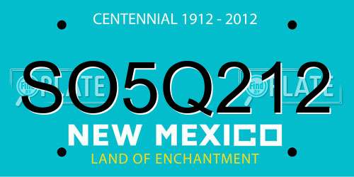 SO5Q212 New Mexico License Plate