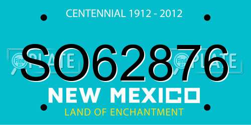 SO62876 New Mexico License Plate