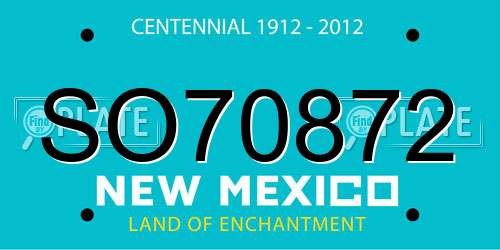 SO70872 New Mexico License Plate