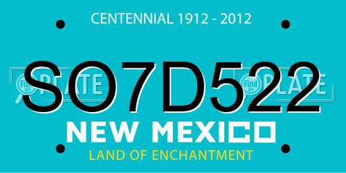 SO7D522 New Mexico License Plate