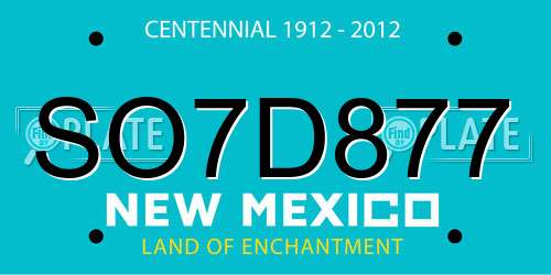 SO7D877 New Mexico License Plate