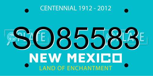 SO85583 New Mexico License Plate
