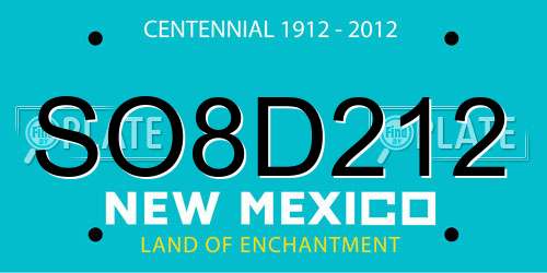 SO8D212 New Mexico License Plate