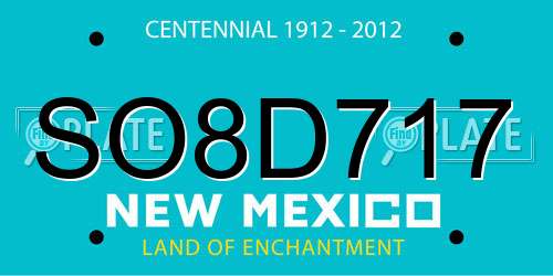 SO8D717 New Mexico License Plate