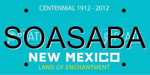 SOASABA New Mexico License Plate